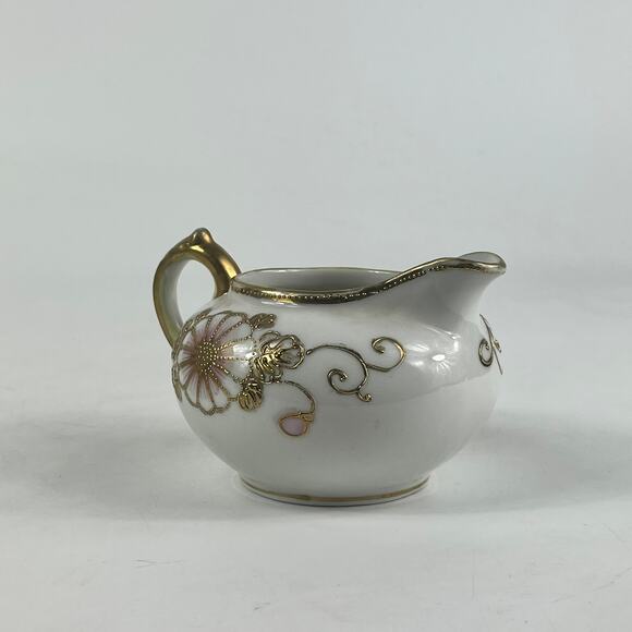 Vtg Nippon Hand-Painted Pink Rose Tea Set 12pc Teapot Creamer Gold Trim Japan - Picture 5 of 16